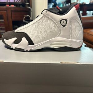 Jordan Men's White and Black Sneakers with Red Accents